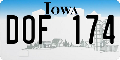 IA license plate DOF174
