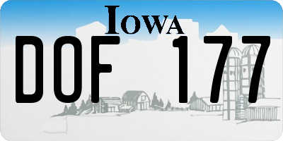 IA license plate DOF177