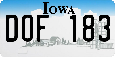 IA license plate DOF183