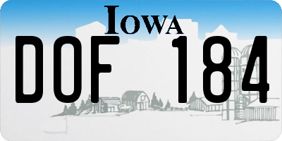 IA license plate DOF184