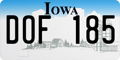IA license plate DOF185