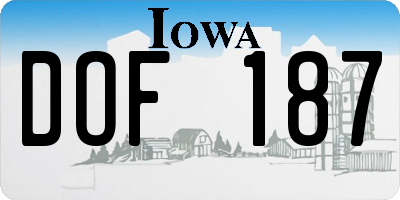 IA license plate DOF187