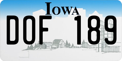 IA license plate DOF189