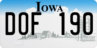 IA license plate DOF190
