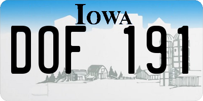 IA license plate DOF191
