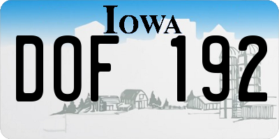 IA license plate DOF192