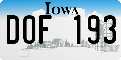 IA license plate DOF193