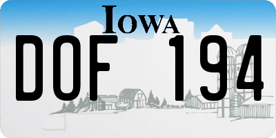 IA license plate DOF194