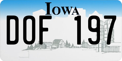 IA license plate DOF197
