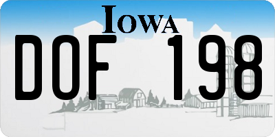 IA license plate DOF198