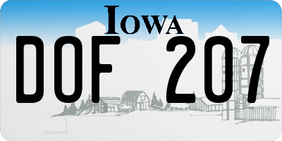 IA license plate DOF207