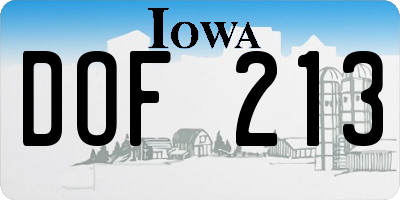 IA license plate DOF213