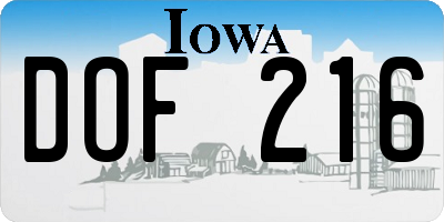 IA license plate DOF216