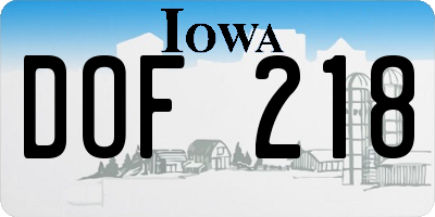 IA license plate DOF218