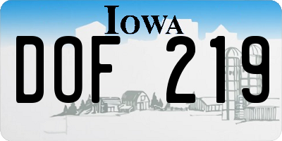IA license plate DOF219