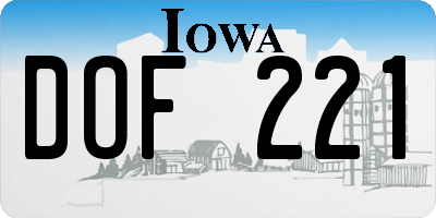 IA license plate DOF221