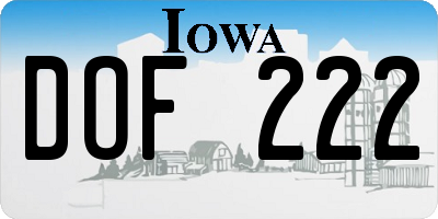 IA license plate DOF222