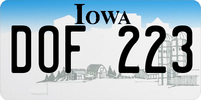 IA license plate DOF223