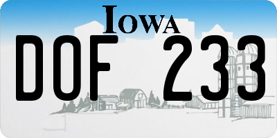 IA license plate DOF233