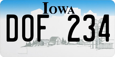 IA license plate DOF234