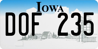 IA license plate DOF235