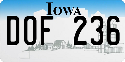 IA license plate DOF236