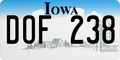 IA license plate DOF238