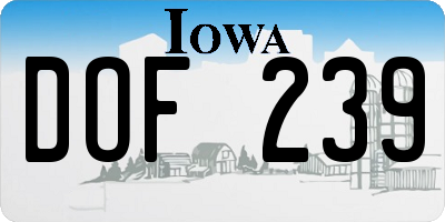 IA license plate DOF239