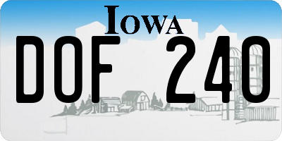 IA license plate DOF240