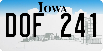 IA license plate DOF241