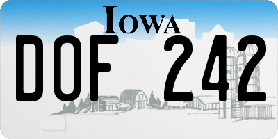 IA license plate DOF242