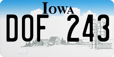 IA license plate DOF243
