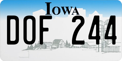 IA license plate DOF244