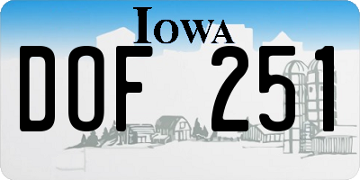 IA license plate DOF251