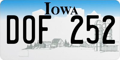 IA license plate DOF252