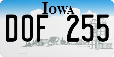IA license plate DOF255