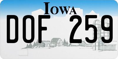 IA license plate DOF259