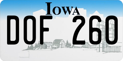 IA license plate DOF260