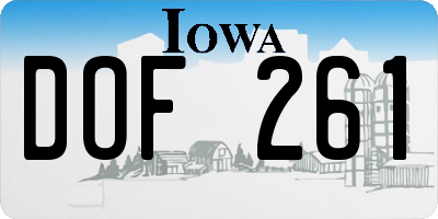 IA license plate DOF261