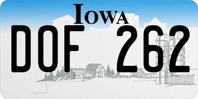 IA license plate DOF262
