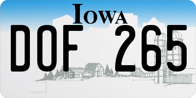 IA license plate DOF265