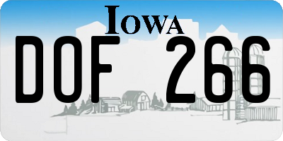 IA license plate DOF266