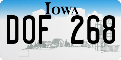 IA license plate DOF268