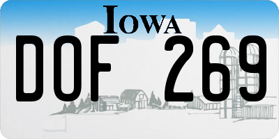 IA license plate DOF269