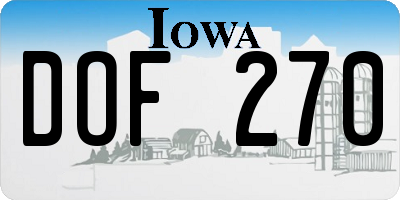 IA license plate DOF270