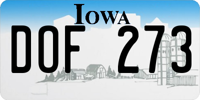 IA license plate DOF273