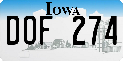 IA license plate DOF274