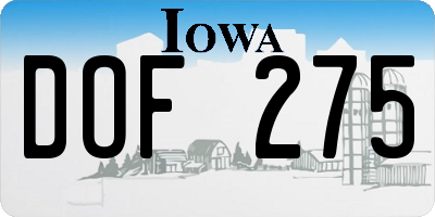 IA license plate DOF275