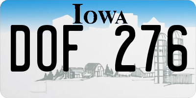 IA license plate DOF276