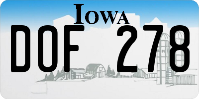 IA license plate DOF278